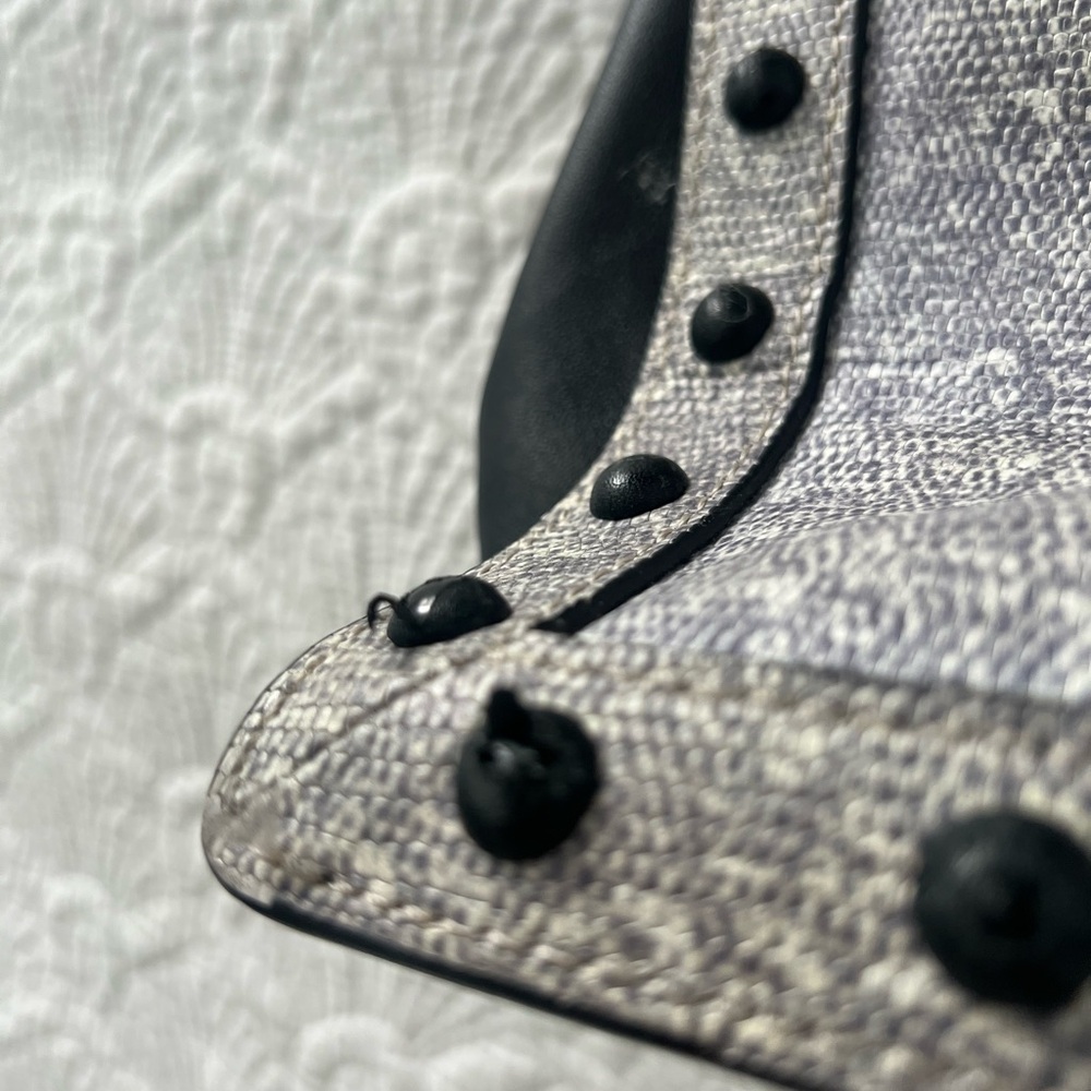 Loeffler Randall work bag tote purse reptile snakeskin python black bag office - Picture 6 of 12